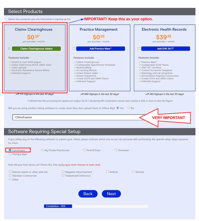 How do I enroll for an Office Ally account?